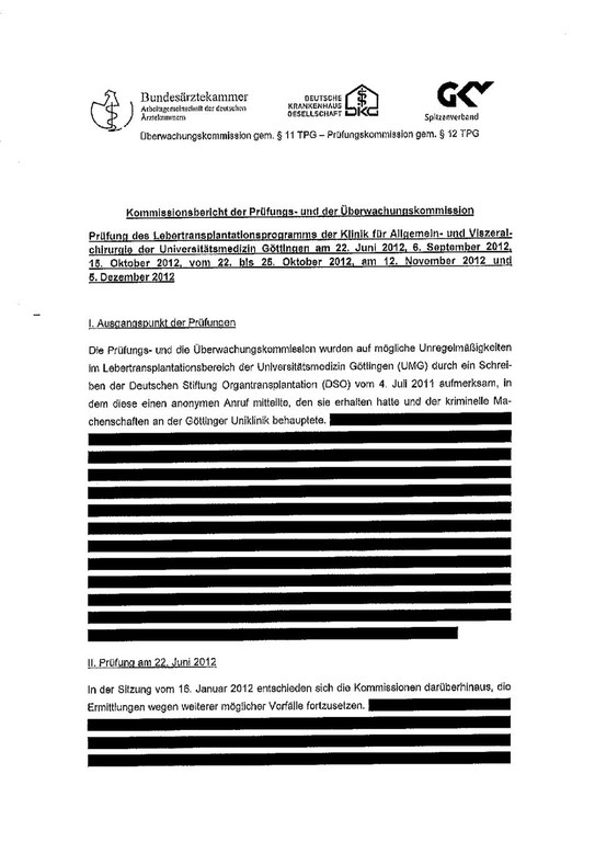 Addendum: Kommissionsbericht der Prüfungs- und Überwachungskommission zur Prüfung des Lebertransplantationsprogramms der Klinik für Allgemein- und Viszeralchirurgie der Universitätsmedizin Göttingen (2012)