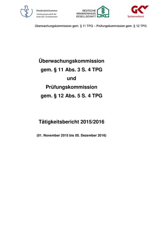 Tätigkeitsbericht 2015/2016 von Überwachungskommission und Prüfungskommission
