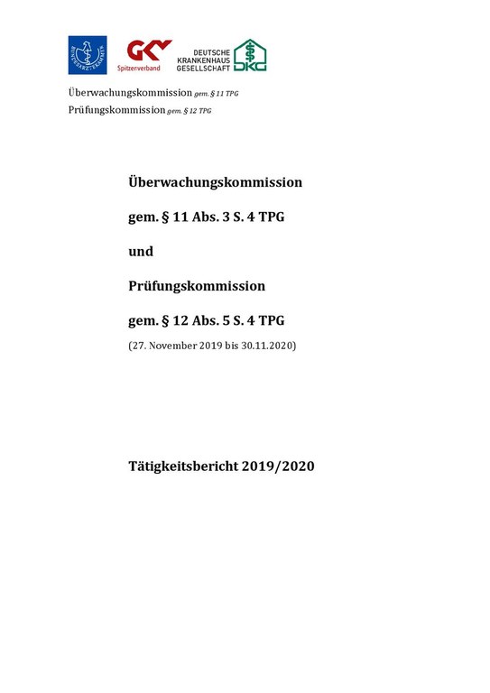 Tätigkeitsbericht 2019/2020 von Überwachungskommission und Prüfungskommission