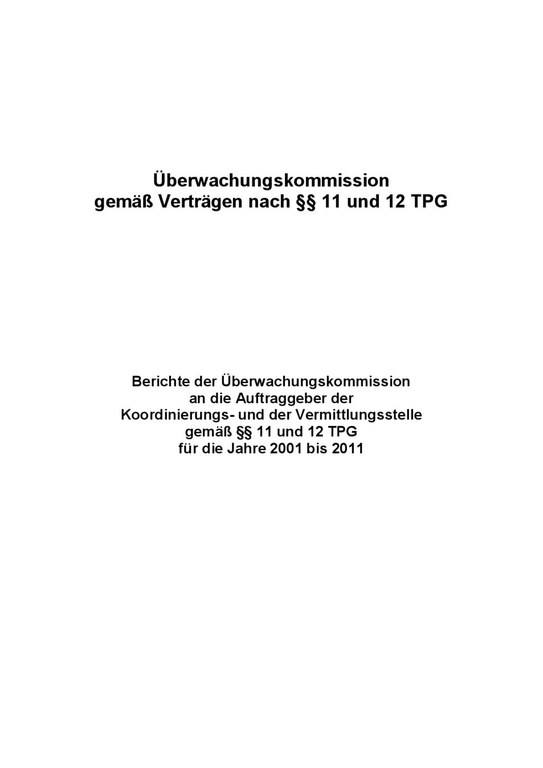Berichte der Überwachungskommission 2001 bis 2011